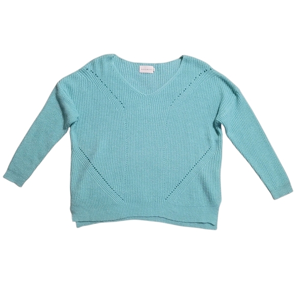 Dreamers Sweaters - Dreamers Women's Teal Green Knitted V-Neck Tunic Sweater